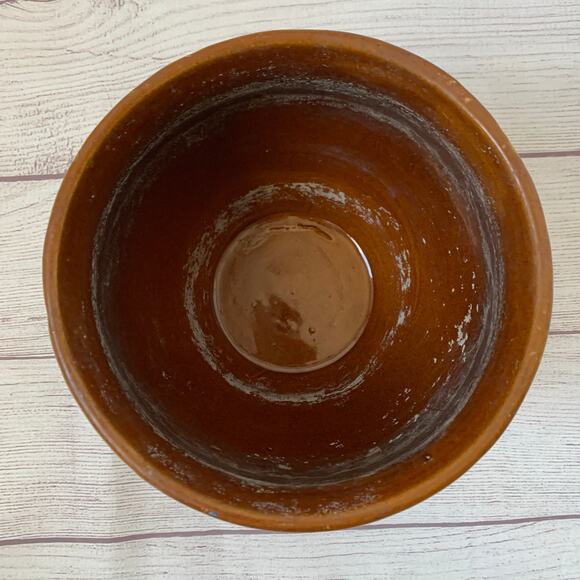 Antique Brown Green Striped Pottery Planter Majolica Glaze Floral Medallions - Picture 6 of 16